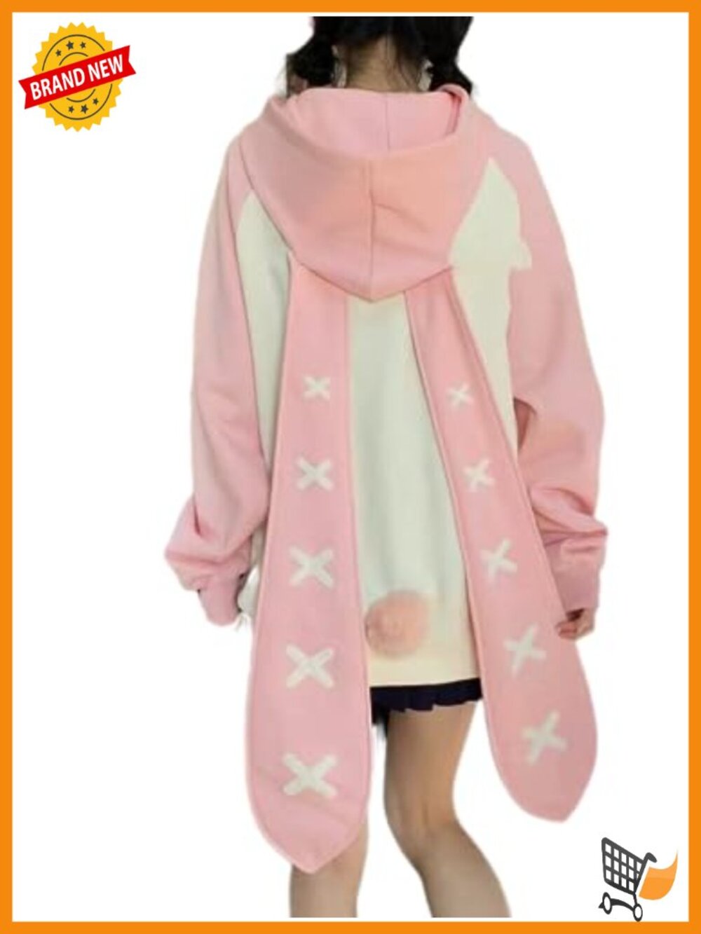 Plus Size Kawaii Rabbit Ear Hoodie Sweater Coat Y2K Style